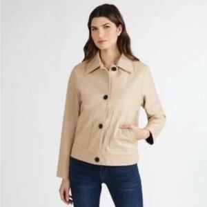 NVLT NWT Vegan Leather Button Opened Jacket in Beige Size S/P